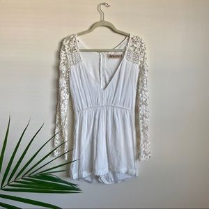 WHITE BOHO LACE CROCHET ROMPER
